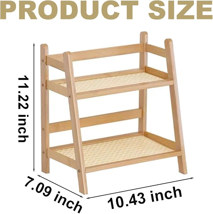 Wooden Double Layer Rack, Compact Tabletop Storage Rack, Versatile Organizer - Image 3