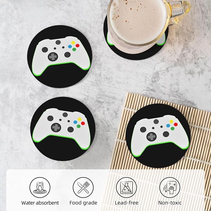 Video Games Coasters Set of 4, Absorbent Ceramic Drink Coasters Cup Mat - Image 5
