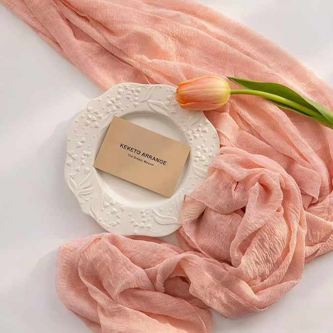 6Pcs Pink Cheesecloth Table Runner 120 Inches - Image 4