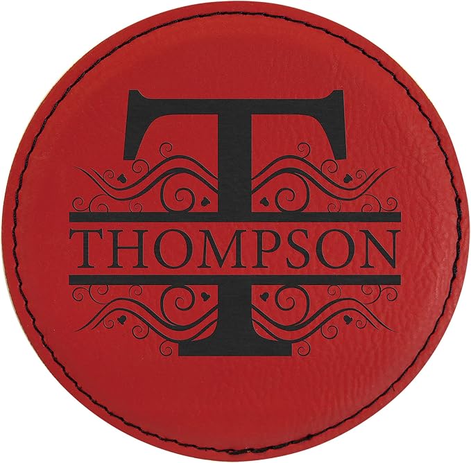Custom Engraved Coasters | Personalized Leather Coaster | Set of 6 | Drink - Image 2