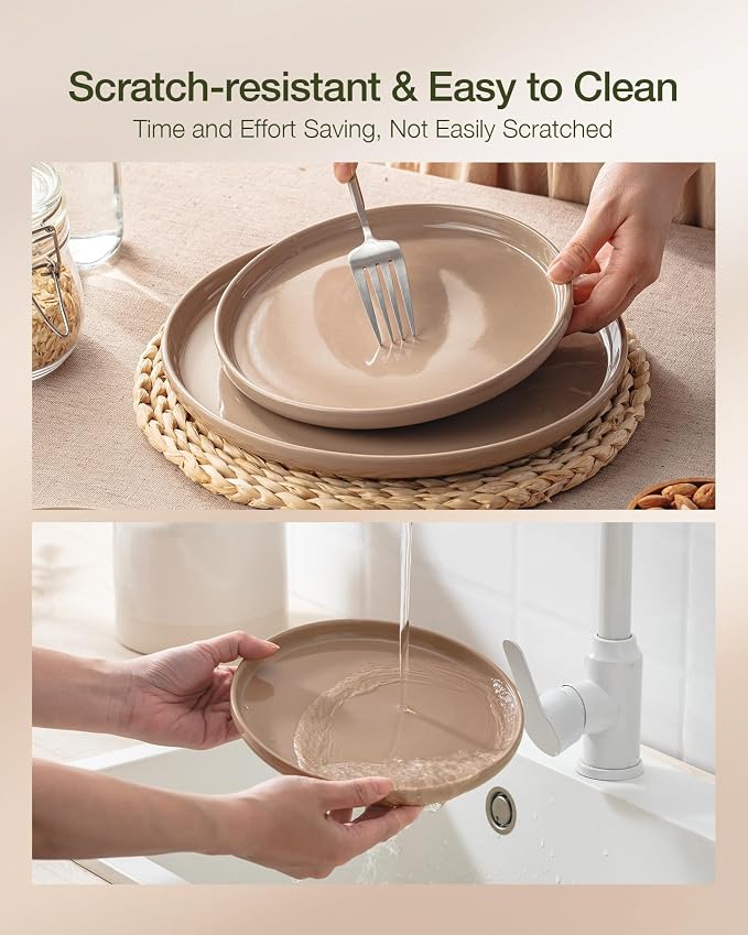 Famiware Milkyway 18-Piece Stoneware Dinnerware Set, Cinnamon Brown | Plates - Image 8