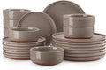 MALACASA Plates and Bowls Sets, 24 Pieces Modern Ceramic Dinnerware Set by MALACASA