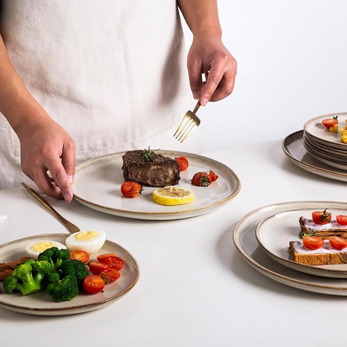 AmorArc Ceramic Dinner Plates Set of 6, 10.5 Inch Stoneware Plates Set | - Image 6