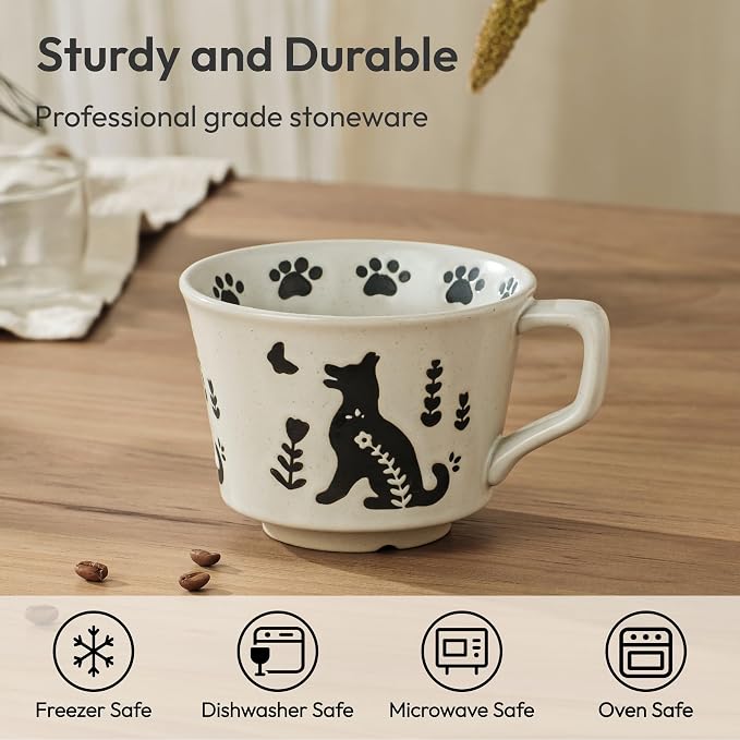 11 oz Ceramic Coffee Mug, Stoneware Teacup - Image 2