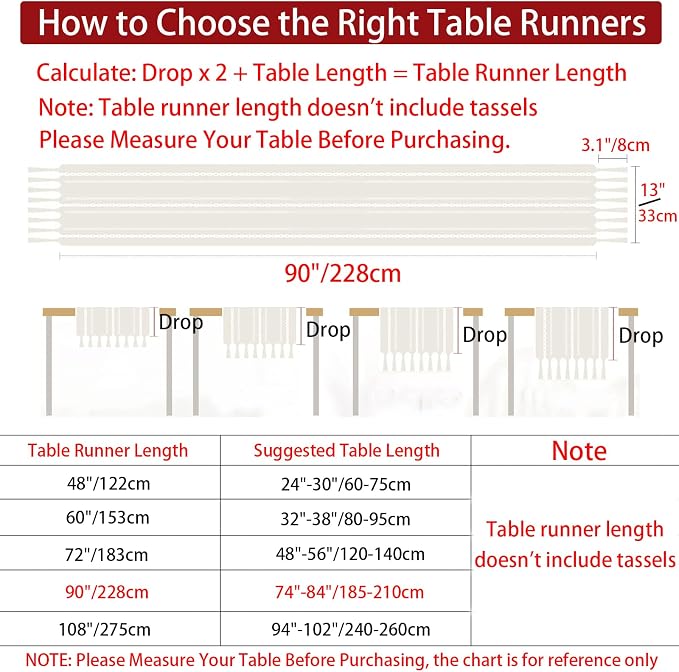 Rustic Boho Table Runner, Farmhouse Table Runners 90 Inches Long - Image 5