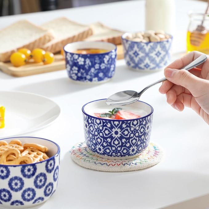 vancasso Selene 6 Oz Porcelain Ramekins Set of 6, Soufflé Dessert Cups | - Image 7