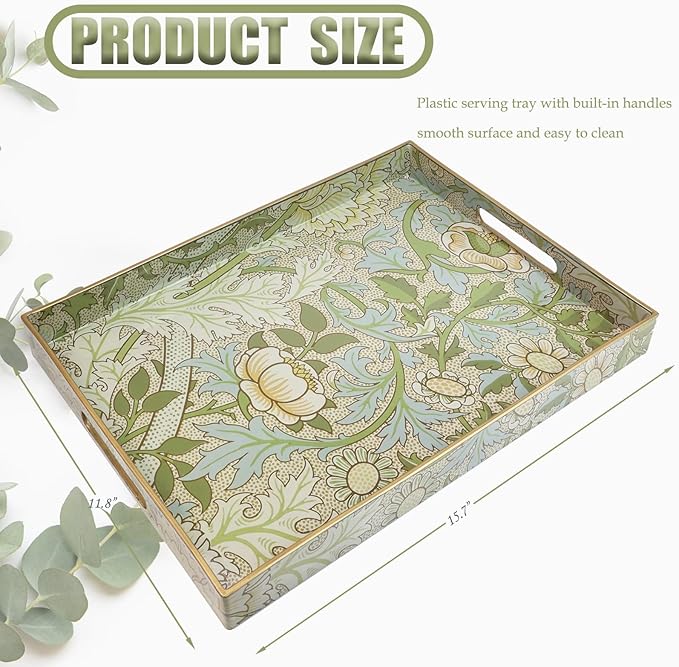 Spsyrine Serving Tray with Handles, Plastic Decorative Tray - Image 3