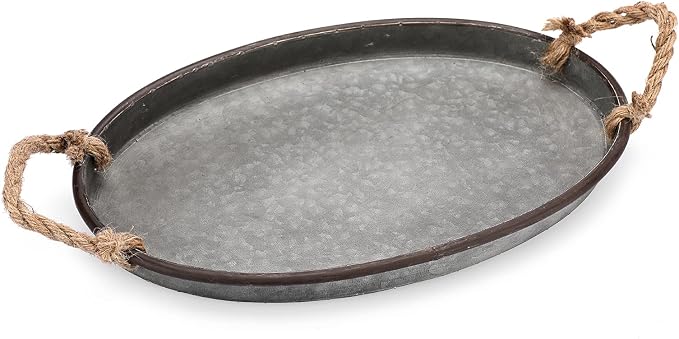 Hipiwe Galvanized Metal Iron Tray Farmhouse Serving Trays - Image 9