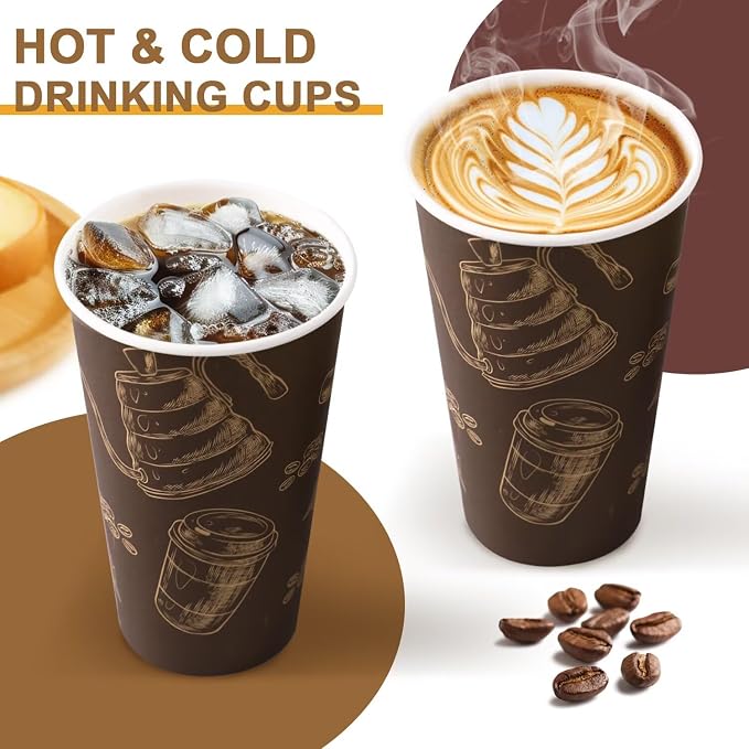 Coffee Cups 16oz 180 Pack Disposable Paper Cup Durable Drinking Cup | Paper Cups - Image 4