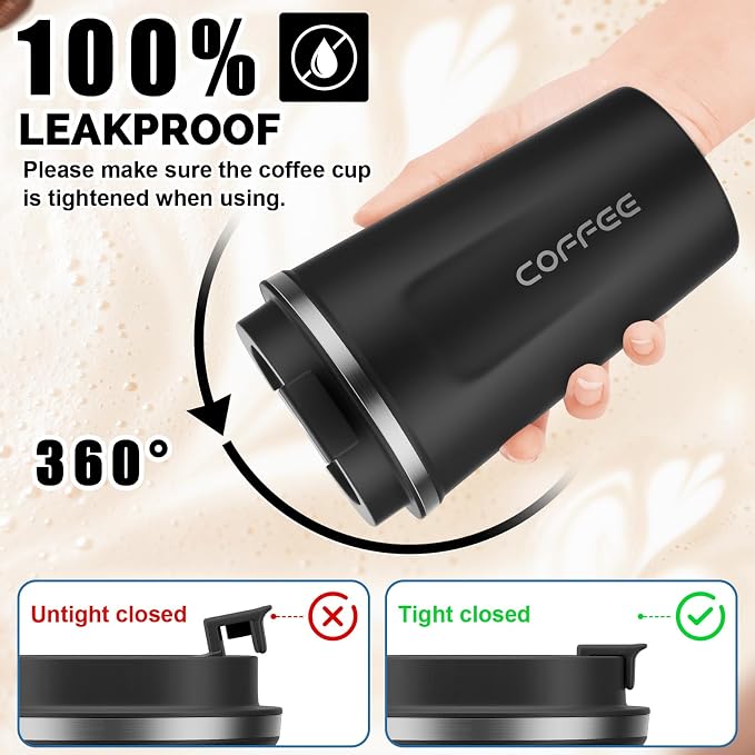 MOMSIV 12oz Travel Coffee Mug, Insulated Coffee Cup - Image 4