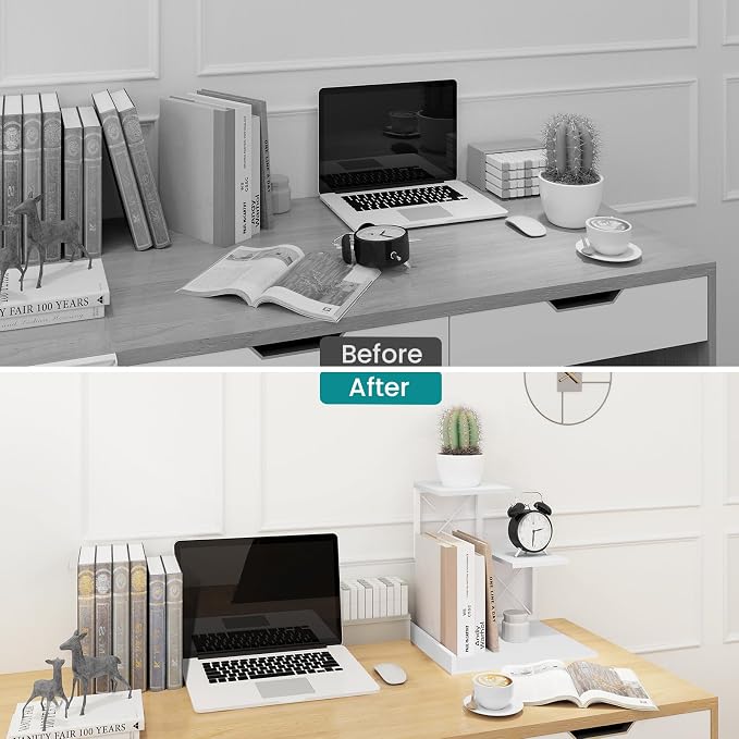 ELITEROO Desk Shelf, Wood Small Bookshelf Desktop Shelves and Organizer - Image 8
