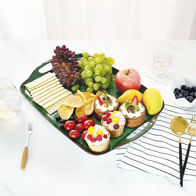 TP Melamine Serving Trays with Handles, 17” x 12”, Retro Green | Rectangular - Image 5