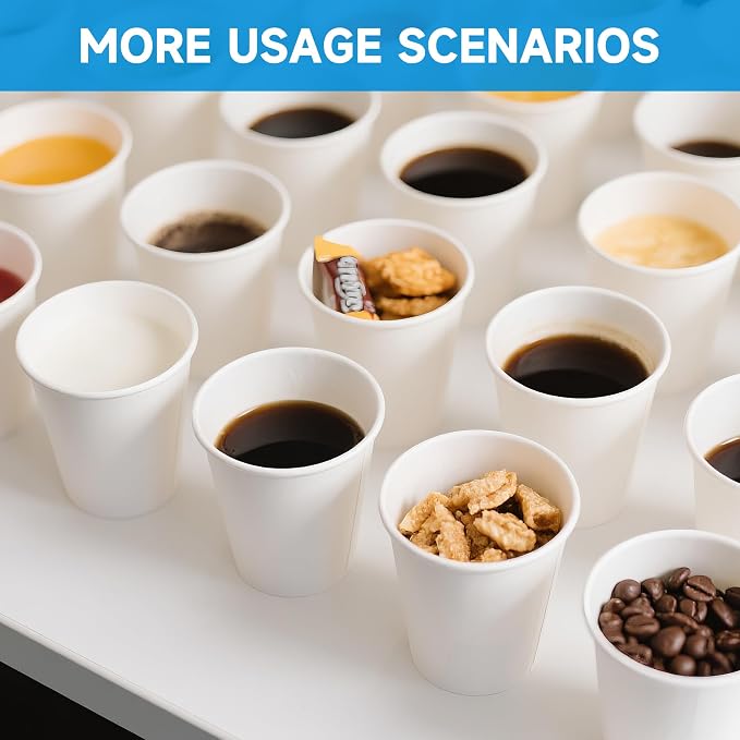 RACETOP 8 oz 300 Pack Disposable Paper Coffee Cups, Disposable Paper Cups - Image 4