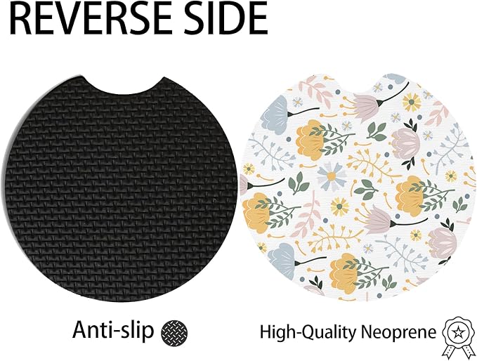 2pcs Cute Yellow Flowers Cute Flowers Car Coasters, Absorbent Universal - Image 4