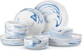 MALACASA 12 Pcs Porcelain Plates and Bowls Sets, Dinnerware Set by MALACASA