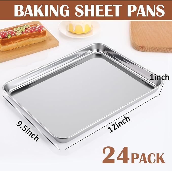 meekoo 24 Pcs Baking Sheet Pan Cookie Sheet Set - Image 2