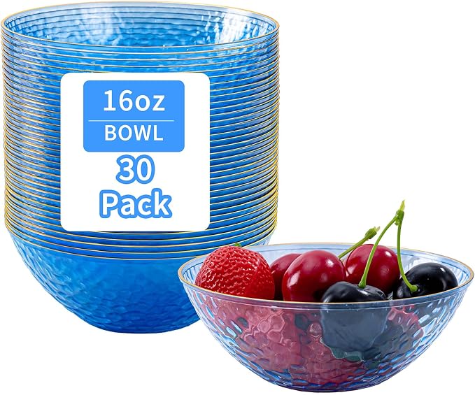 Tinybee 30 Pack Blue Plastic Bowls by Tinybee