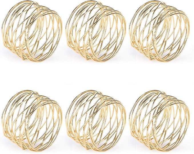Accmor Napkin Rings, Metal Gold Round Napkin Rings Buckles by Accmor