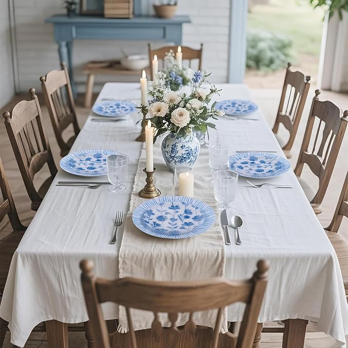 U-QE 50Pcs Blue Plastic Plates - Image 4