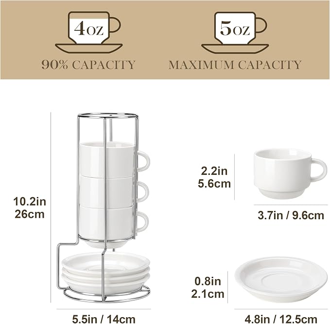 MALACASA 4 OZ Porcelain Espresso Cups - Image 2