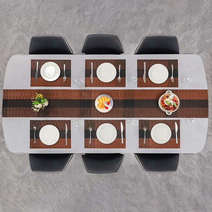 Table Runner 53 Inches Long, Vinyl Woven Farmhouse Table Runners | Washable - Image 8