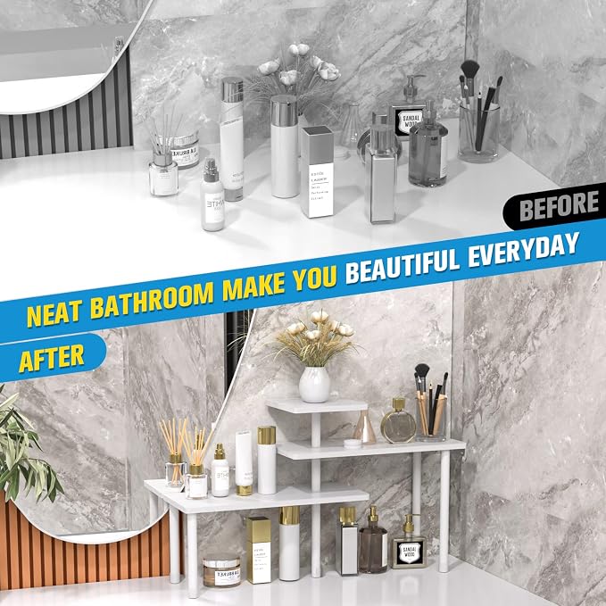 JayRex 3-Tier Bathroom Countertop Corner Shelf Organizer, skincare and - Image 7