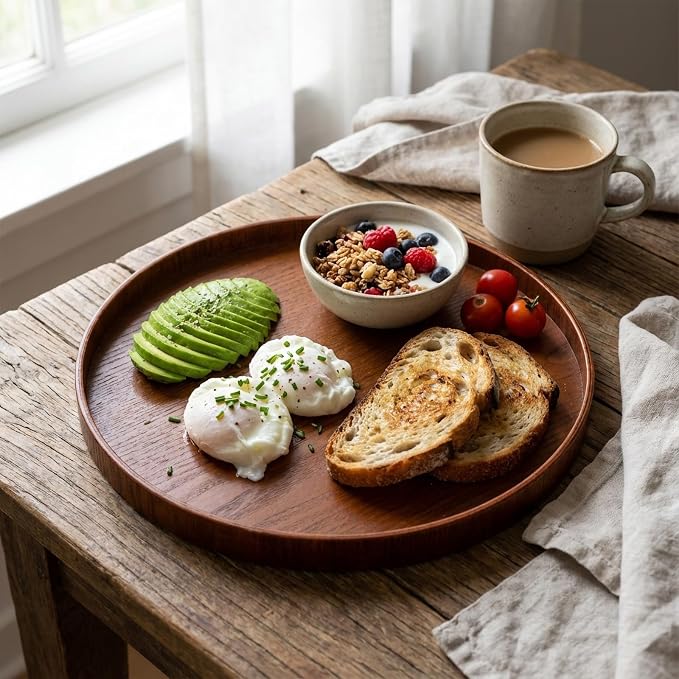 Round Trays Home Decor, 11.8" Large Round Wood Tray - Image 4