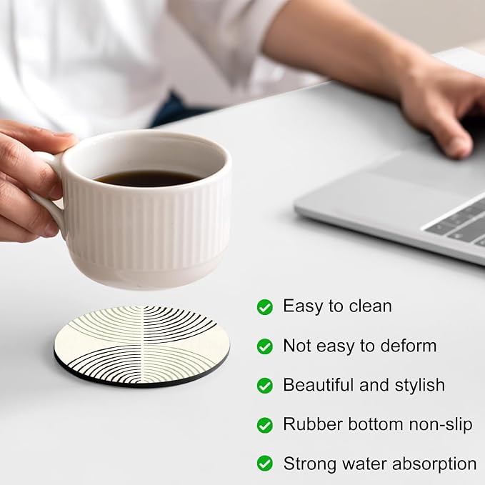 Modern Aesthetic Art Coasters Set of 6, Absorbent Coasters - Image 4