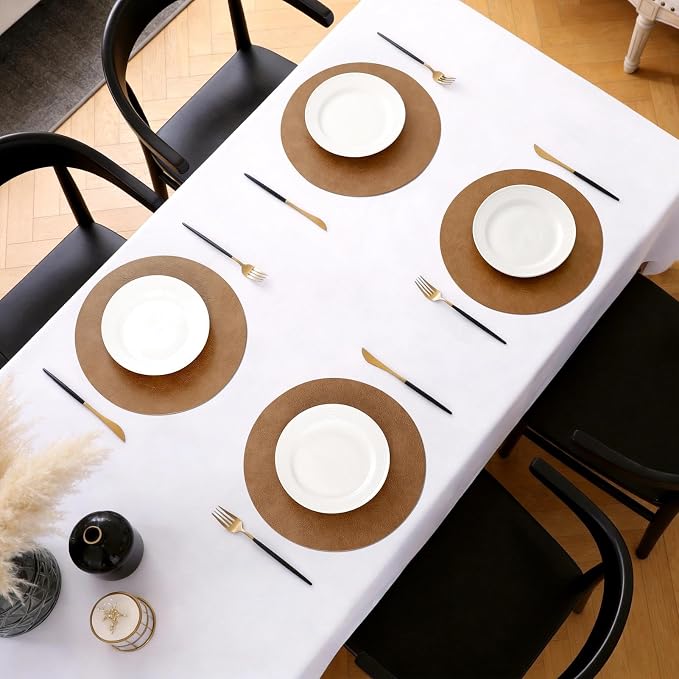 MOSAYT 13 Inch Round Vinyl Placemats Set of 8 - Image 5