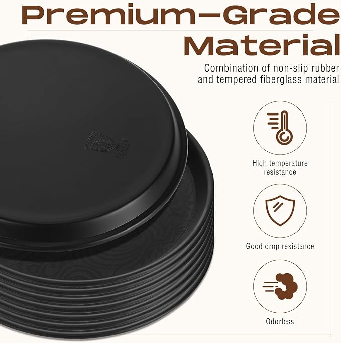Zopeal 8 Pcs 14 Inch Round Restaurant Serving Trays Non Slip Surface Black - Image 6