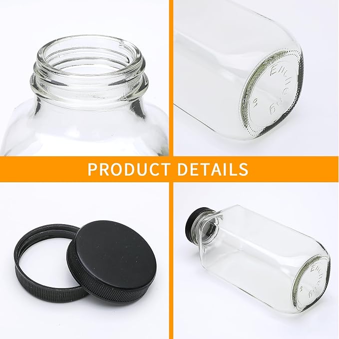 Vintage Water Bottles, Glass Drinking Bottles 16oz, Square Beverage 500ml - Image 3
