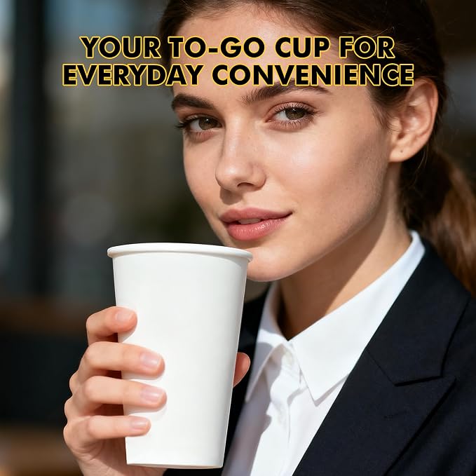 RACETOP 16 oz Coffee Cups, 200 Pack, Disposable Paper Hot Coffee Cup | - Image 4