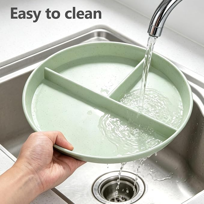 9-Inch Unbreakable Wheat Straw Divided Plates, Microwave & Dishwasher Safe | - Image 5