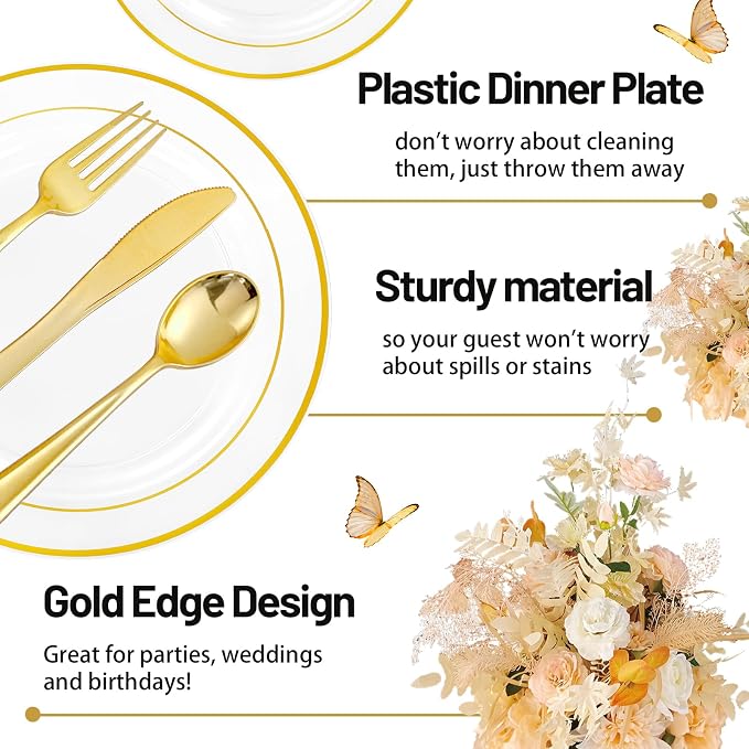 GATHER 350PCS Clear Plastic Plates - Image 4