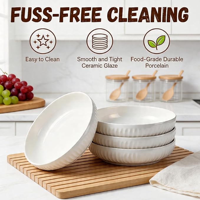 8 Inch Ceramic Pasta Bowls, 6 Pack, 34 Oz Serving Bowls, dishwasher and oven - Image 3