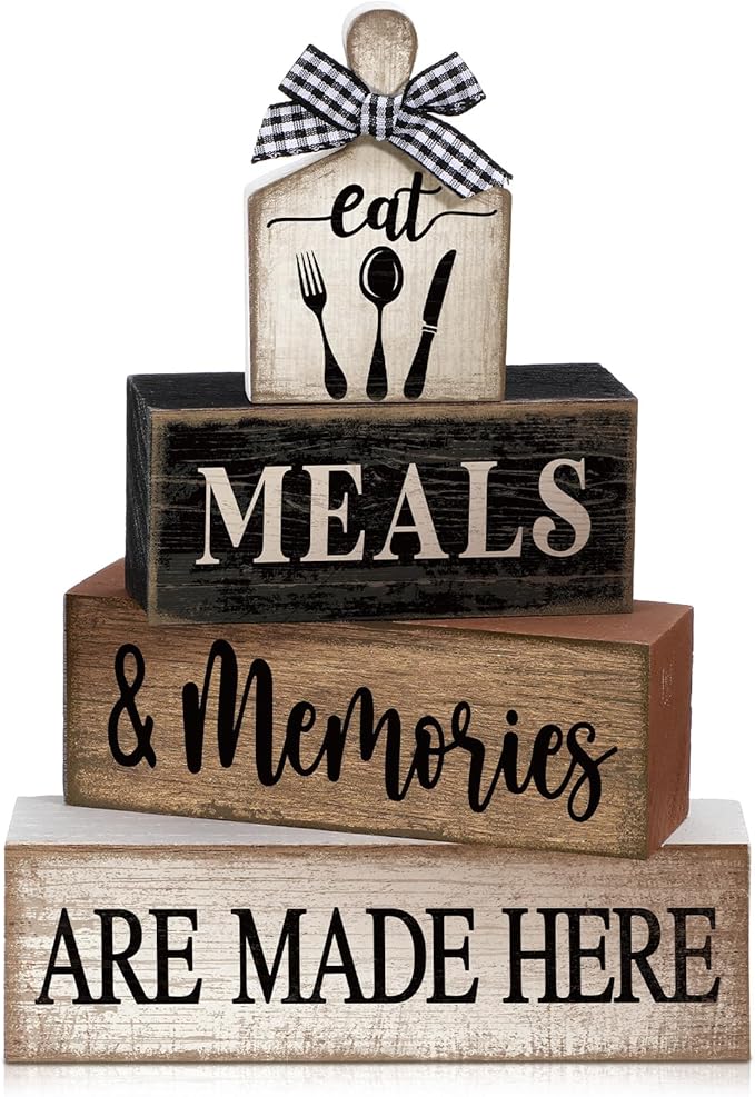 Moucuny 4 Pcs Farmhouse Kitchen Decor Wooden Plate Farmhouse Table Decor Black by Moucuny
