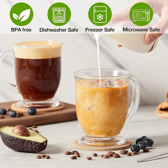 Mfacoy Glass Coffee Mugs Set of 6, Cappuccino, Espresso Coffee, Glass Coffee - Image 4
