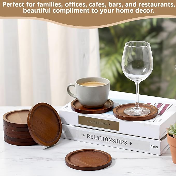 Patelai 10 Pcs Round Bamboo Coasters - Image 6