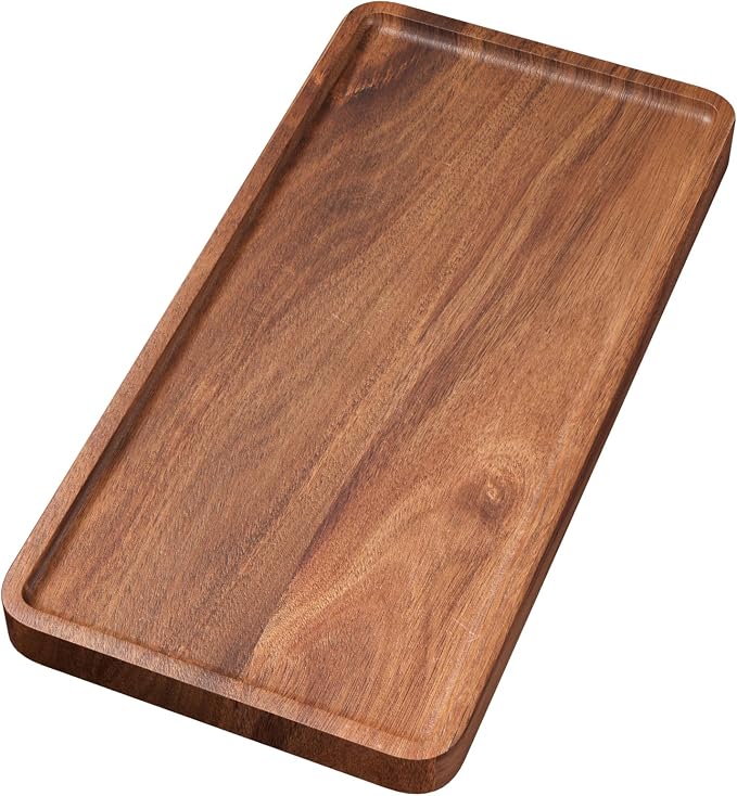 VERTORGAN Acacia Wood Serving Tray, 11.8x5.9 Inch Trays, Home Decor | Coffee by VERTORGAN