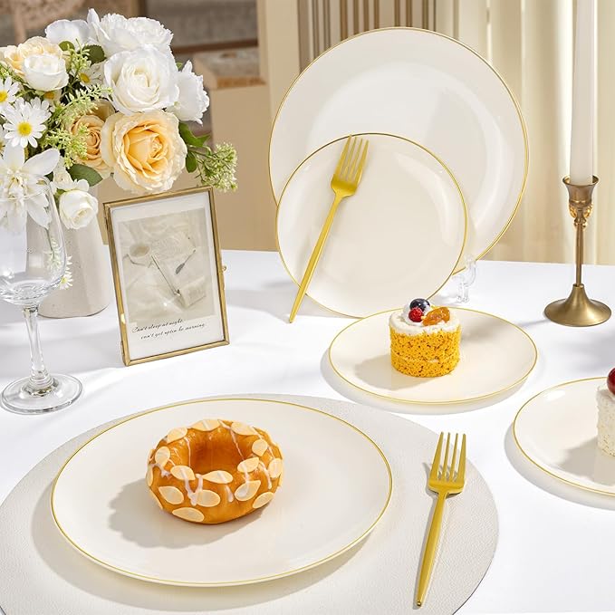 bUCLA 200PCS Ivory Plastic Plates - Image 3