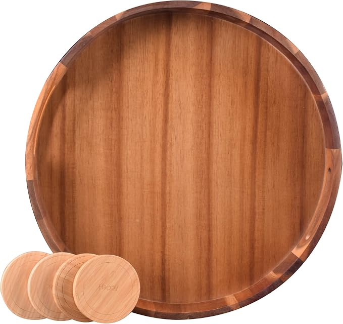 Large Round Wood Serving Tray, Wooden Trays by DecentVrvege