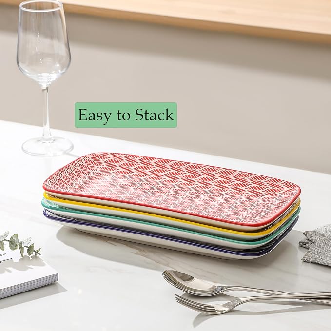Selamica Ceramic Rectangular Serving Platters Set of 4, 12 Inch Serving - Image 4