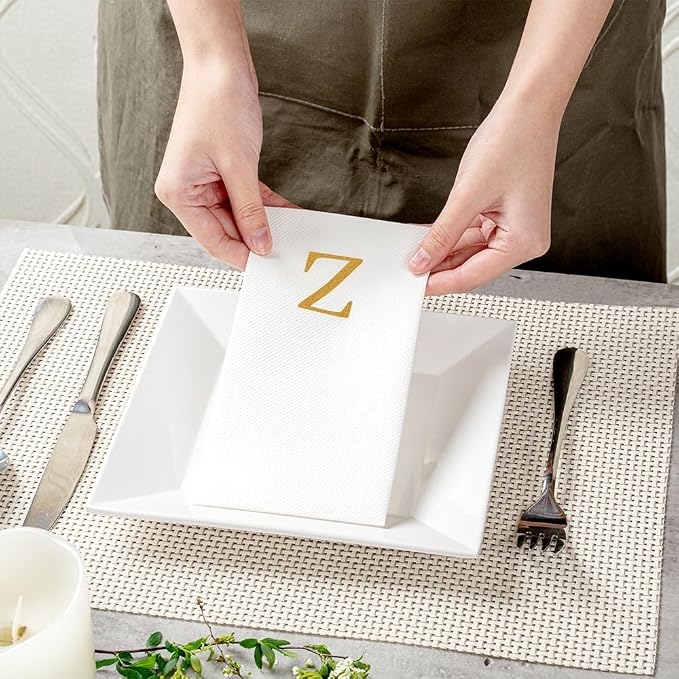 Luxenap 15.8 X 7.9 Inch Linen-Feel Guest Towels, 50 Lettered Hand Towels - Image 5