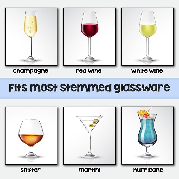 Set of 4 Themed Drink Coasters for Wine Glasses | Reusable Slip-On Stemmed - Image 3