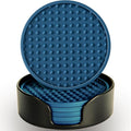 6 Pcs Drink Coaster with Holder Non-Slip Rubber Coasters Silicone Cup Mat | by KEHOUXRE