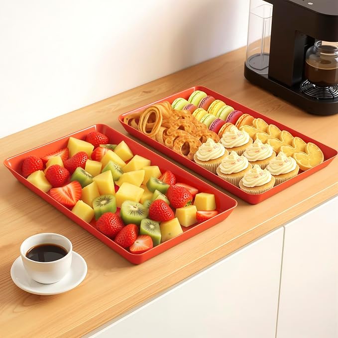 WOWBOX 4 pcs Serving Tray for Entertaining, Serving Platters for Snacks - Image 4