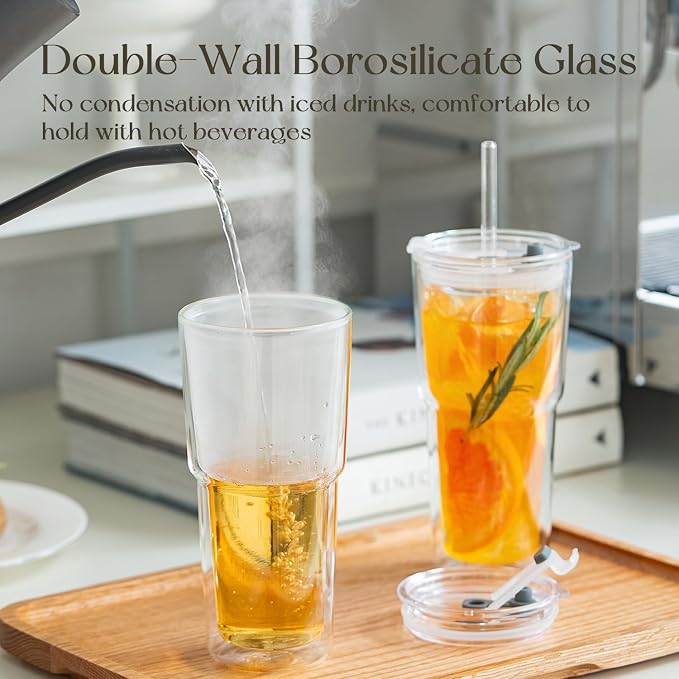 KEMORELA 20 oz Double Wall Glass Tumblers - Image 7