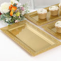 Efavormart 4 Pack | 14" Gold Lace Print Rectangular Plastic Serving Trays by efavormart