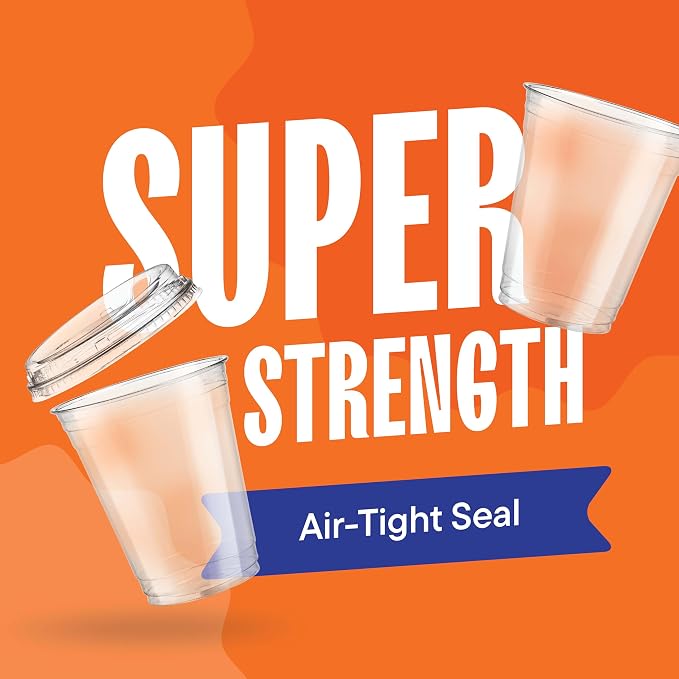 16 oz Clear Plastic Cups with Strawless Sip-Lids PET Crystal Clear Disposable - Image 4