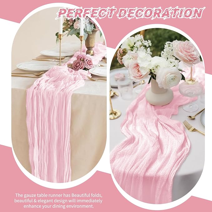 10 Pack Light Pink Cheesecloth Table Runner 17x108 Inch Boho Gauze Cheese Cloth - Image 6